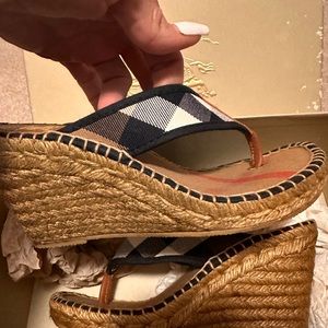 Burberry logo wedge heel size 6 (size 36) plaid/woven